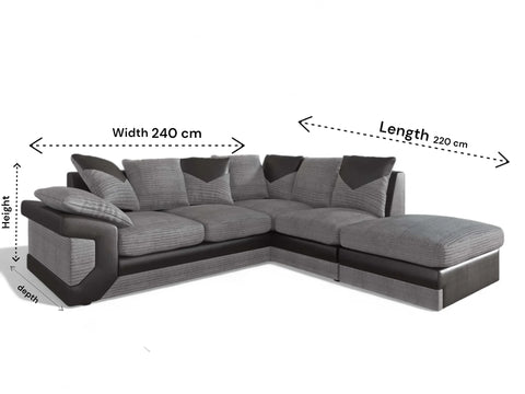 DINO Jumbo Cord 5 Seater Single Arm Left Right Hand Corner Sofa