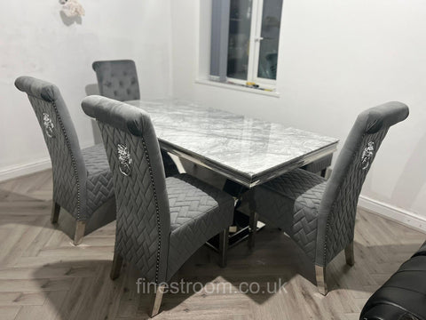 Grey Arial Dining Table With DG Sofia Chairs & Majestic Bench