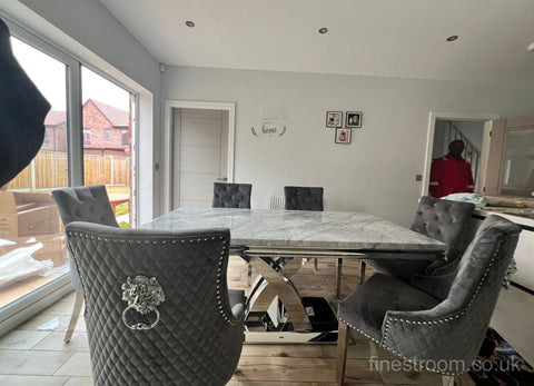 Grey Marble Milan Table with DG Majestic Chairs