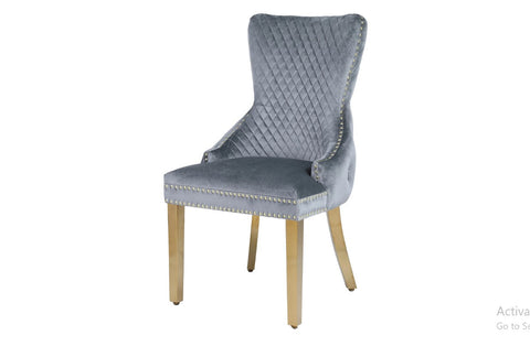 Pandora Gold Louis Dining Table With Grey Gold Victoria Chairs