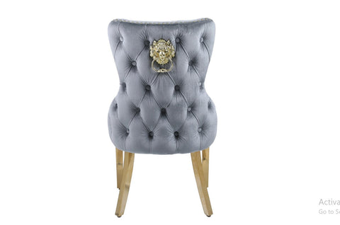 Pandora Gold Louis Dining Table With Grey Gold Victoria Chairs