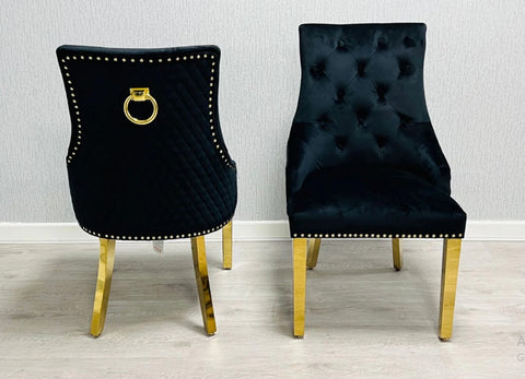 Black Gold Louis Dining Table With Black RK Majestic Chairs & Bench