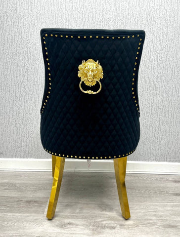 Kata Gold Louis Dining Table With Black Gold Majestic Chairs