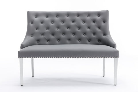 Majestic High Back PU Leather Bench- Grey
