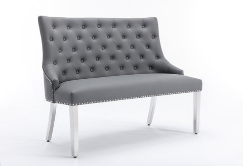 Majestic High Back PU Leather Bench- Grey