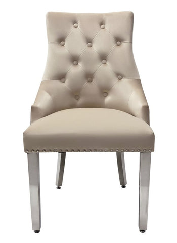 White Louis Dining Table With Mink Majestic Chairs & Bench