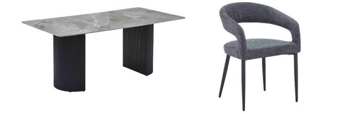 Olympia Grey Ceramic Dining Table with Olympia Grey Dining Chairs