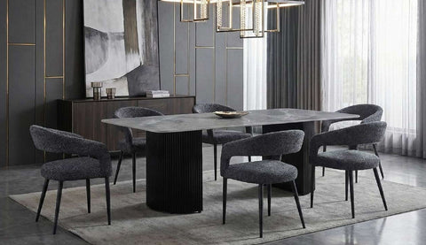 Olympia Grey Ceramic Dining Table with Olympia Grey Dining Chairs