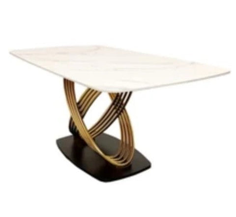 White Orion Gold Dining Table With Astra Beige Chairs