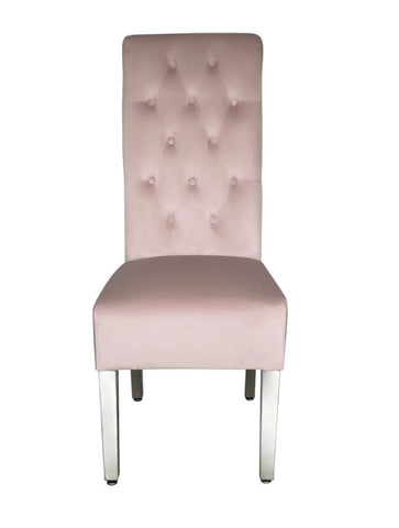 White Louis Dining Table With Pink Sofia Chairs