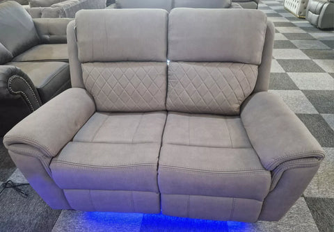 Florence Fabric Electric Recliner Sofa 3+2 Seater Light Grey With Led Lights