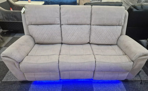 Florence Fabric Electric Recliner Sofa 3+2 Seater Light Grey With Led Lights