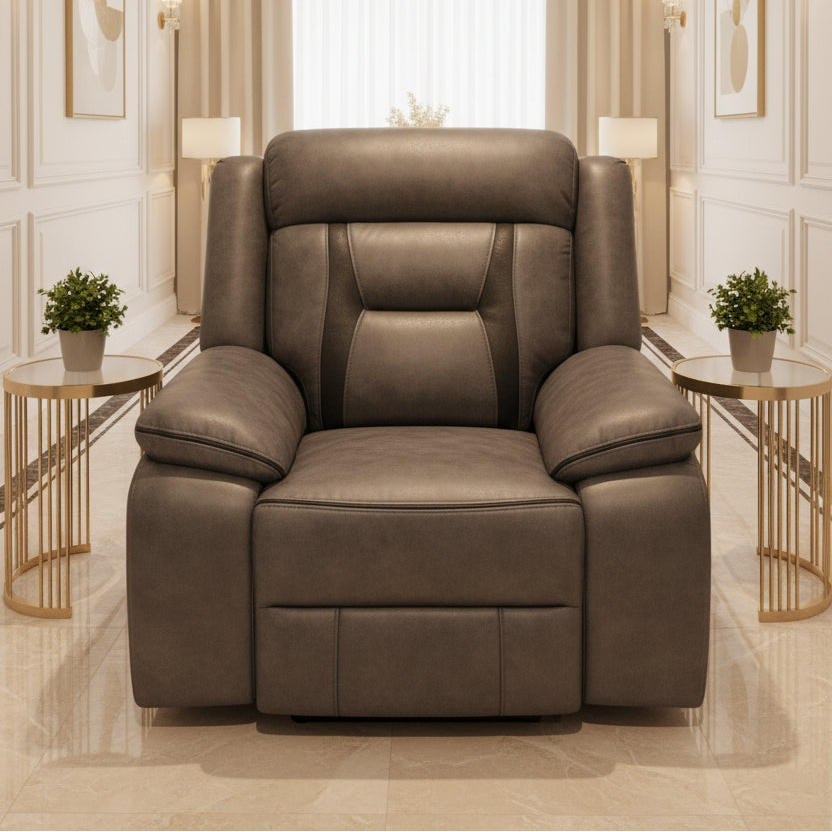 Nova Leather Electric Recliner Arm Chair Grey