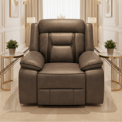 Nova Leather Electric Recliner Arm Chair Grey
