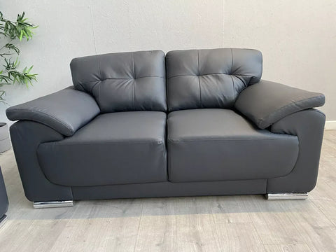 Kansas Leather Sofa 3+2 Black/Grey