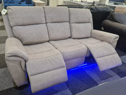 Florence Fabric Electric Recliner Sofa 3+2 Seater Light Grey With Led Lights