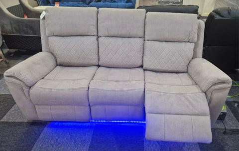Florence Fabric Electric Recliner Sofa 3+2 Seater Light Grey With Led Lights
