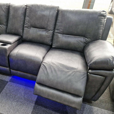 Sara Leather Electric Recliner Corner Sofa Grey