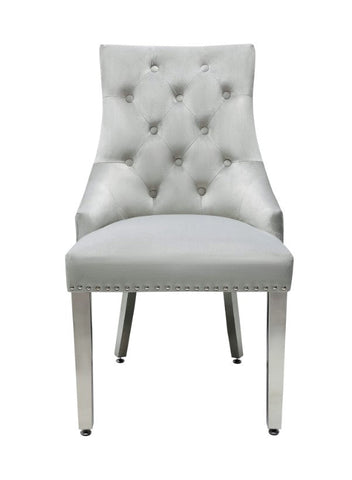 Light Grey Ariana Dining Table With Silver Majestic Chairs