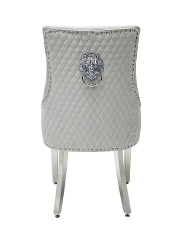 Light Grey Ariana Dining Table With Silver Majestic Chairs