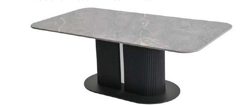 Sydney Grey Ceramic Dining Table With Grey Roseland Swivel chairs