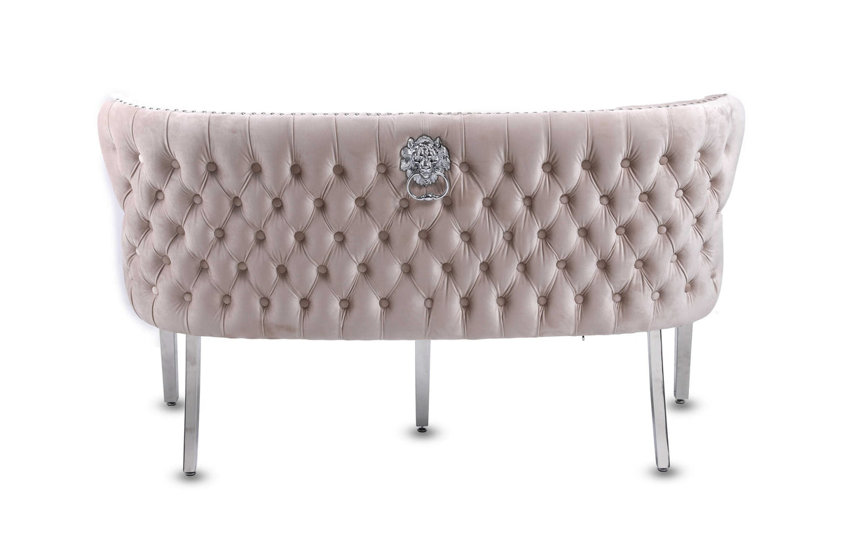 Valentino Plush Velvet Bench- Mink