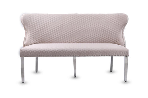 Valentino Plush Velvet Bench- Mink