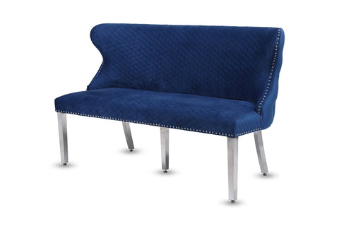 Valentino Plush Velvet Bench- Navy