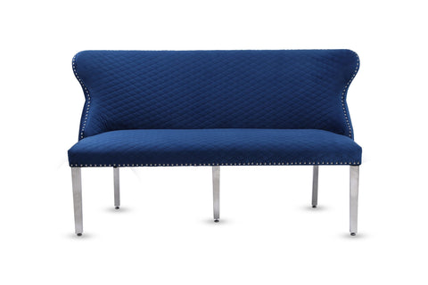 Valentino Plush Velvet Bench- Navy