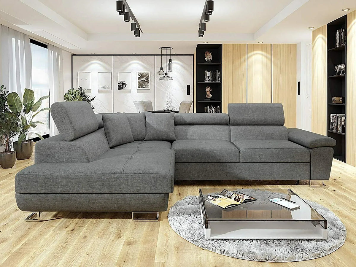 Anton Sofa bed Corner Sofa Bed With Storage Box Grey